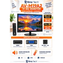 Avenir AV-M19A2 19 Inç Monitör 4K 30Hz Destekli Full Hd 60Hz HDMI VGA Hoparlörlü Kumandalı