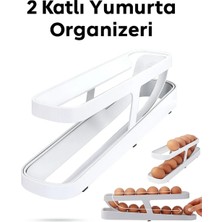 Yenilig 2 Katlı Yumurta Organizeri - Otomatik Ilerleyen, Yer Tasarruflu ve Pratik Buzdolabı Kabı
