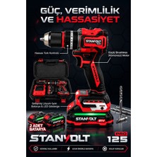 Stanvolt Pro Seri Kömürsüz Çift Akülü 13MM Metal Şanzıman LED Işıklı Taşıma Çantalı Şarjlı Akülü Vidalama