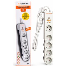 Tuncmatik Powersurge 5’li Akım Korumalı Priz 1,5 Metre – 1050 Joule, 8000A, Çocuk Korumalı
