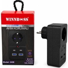 Winnboss Termal Akım Korumalı Priz – 2 Type-C ve 2 USB Çıkışlı, 10A Çocuk Korumalı