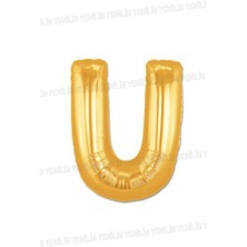 Yenilig U Harfi Altın Sarısı Folyo Harf Balon 1 Metre Helyum ve Hava ile Şişirilebilir