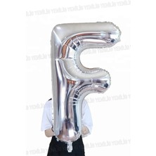 Yenilig F Harfi Gümüş Rengi Folyo Harf Balon 1 Metre Helyum ve Hava ile Şişirilebilir
