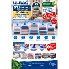 Ülbag 5'li Vakumlu Poşet Seti En Küçük Boy 50 Cm X 70 Cm Yastık, Elbise Ve Bavul Içi Vakumlu Hurç
