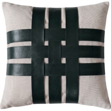 Ovola Geometrik Desenli Kırlent Kılıfı 45X45 cm - Yeşil Ekru Modern Dekoratif Yastık Kılıfı