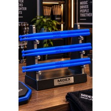 Midex GFK-801BL-3X 5A Bateri Baget Kırılmaz Polyemid Mavi Renk Davul Bageti 5A Drumsticks 6 Adet (3 Çift)