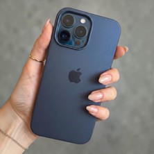 ProNorth Iphone 15 PRO Uyumlu Soft Silikon Kılıf Logolu Kadife İç Kaplama Lacivert Renk