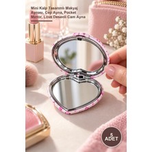 Yenilig 5 Adet Toptan Kalpli Cep Aynası – Mini Kalp Tasarımlı Makyaj Aynası, Cep Ayna, Pocket Mirror, Love Desenli Cam Ayna