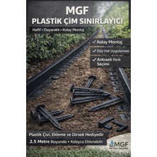 Mgf Plast Düz Sert Antrasit Plastik Çim Sınırlayıcı Çim Kenar Bordürü Peyzaj Sınırlandırıcı