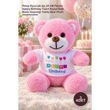 Yenilig 3 Adet Sevimli Tişörtlü Peluş Ayıcık – Peluş Oyuncak Ayı 25 cm Pembe Happy Birthday Tişört Kişiye Özel Baskı Seçeneği Teddy Bear Plush
