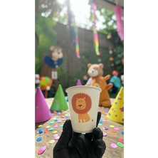 SBStrend Hayvan-Orman-Amazon-Zoo Doğumgünü Parti Aslan Temalı Tek Kullanımlık 7 Oz 100 Adet Karton Bardak