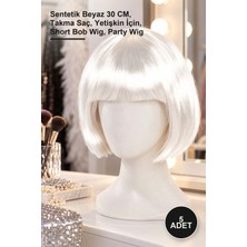 Yenilig 5 Adet Kısa Küt Parti Peruk – Sentetik Beyaz 30 Cm, Takma Saç, Yetişkin Için, Short Bob Wig, Party Wig