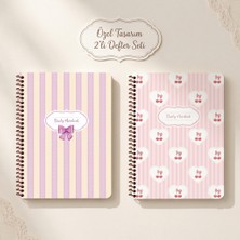 Keskin Color Adalinhome Pastel Kurdele Serisi 2'li Spiralli Çizgili Defter Seti (A4)