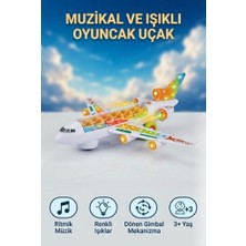Farbu Oyuncak Şeffaf Gövdeli Işıklı ve Müzikli Dönen Gimbal Mekanizmalı Akıllı Elektrikli 32 cm Oyuncak Uçak
