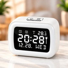 CoverZone Dijital Çalar Saat, Çift Alarm, Snooze Erteleme, Gece Işığı, Sıcaklık ve Tarih Göstergesi, 12/24 Saat Formatlı Masaüstü Alarm Saati, DS-5801