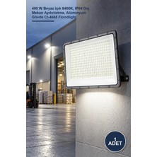 Yenilig 1 Adet Slim LED Projektör – 400 W Beyaz Işık 6400K, IP64 Dış Mekan Aydınlatma, Alüminyum Gövde CT-4665 Floodlight