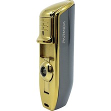 Parmida Metal Puro Çakmağı - 3'lü Jet Alevli Lüks Tasarım (Füme Altın Rengi)