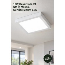Yenilig 10 Adet CT-5234B Sıva Üstü Kare LED Panel CT-5234 – 18W Beyaz Işık, 21 cm Iç Mekan, Surface Mount LED