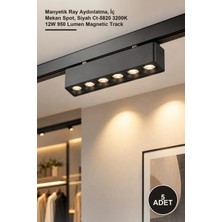 Yenilig 5 Adet LED Ray Spot – Manyetik Ray Aydınlatma, Iç Mekan Spot, Siyah CT-5820 3200K 12W 950 Lumen Magnetic Track