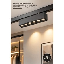 Yenilig 10 Adet LED Ray Spot – Manyetik Ray Aydınlatma, Iç Mekan Spot, Siyah CT-5820 3200K 12W 950 Lumen Magnetic Track