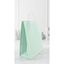 Aybaş Kağıtçılık 1. Kalite 25X12X31 cm (12 Adet) Yeşil Renk Kağıt Çanta, Hediye Poşeti, Kına, Düğün, Nişan, Doğum, Günü Çantası