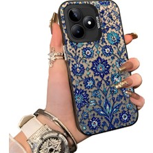 HONTINGA Realme C53 ile Uyumlu Kılıf Silikon Kenar Sert Arka Kamera Koruyucu Basitlik Anti Düşme Kamera Sevgili Çift Kılıf Iznik Çini Desen Couple Telefon Kılıfı K1-2489