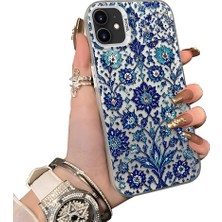 HONTINGA iPhone 12 Mini ile Uyumlu Kılıf Silikon Kenar Sert Arka Kamera Koruyucu Basitlik Anti Düşme Kamera Sevgili Çift Kılıf Iznik Çini Desen Couple Telefon Kılıfı K1-2489