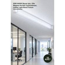 Yenilig 10 Adet CT-2482 Kristal Yatay Bant LED Armatür – 80W 6400K Beyaz Işık, Ofis Mağaza Koridor Aydınlatması, Linear Light Band Fixture