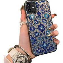 HONTINGA iPhone 12 Mini ile Uyumlu Kılıf Silikon Kenar Sert Arka Kamera Koruyucu Basitlik Anti Düşme Kamera Sevgili Çift Kılıf Iznik Çini Desen Couple Telefon Kılıfı K1-2489