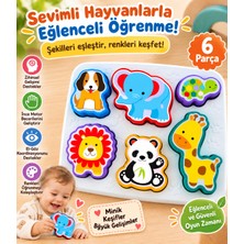 Nunu Hayvan Figürlü Bultak Oyunu 6 Parça Eğitici Şekil Eşleştirme ve Renk Öğrenme Oyuncağı