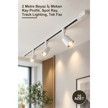 Yenilig 10 Adet CT-9711 Monofaze Ray – 2 Metre Beyaz Iç Mekan Ray Profili, Spot Ray, Track Lighting, Tek Faz