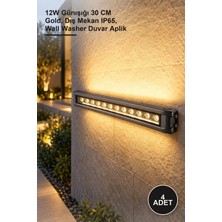 Yenilig 4 Adet CT-4695G Wallwasher LED Duvar Aydınlatması – 12W Günışığı 30 cm Gold, Dış Mekan IP65, Wall Washer Duvar Aplik