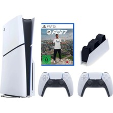 Sony Playstation 5 Slim Cdli + 2.kol Dualsense + Şarj Istasyonu + Ps5 FC27 (Ithalatçı Garantili)
