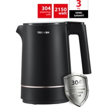 Toshiba Cool Touch Gizli Rezistanslı 1.5 L Siyah Su Isıtıcı Kettle KT-15PS1WCIS(K)