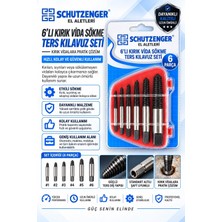 SCHUTZENGER 6 Parça Kırık Vida Sökme Ters Kılavuz Seti 1”2”3”4”5”6” No Profesyonel