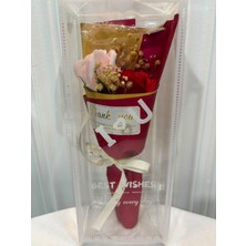 Quattro Home Kırmızı ve Pembe Gül Buketi Şeffaf Kutu Içerisinde 3lü Buket Kokulu Sabun Gül