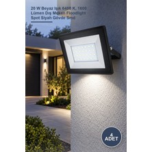 Yenilig 4 Adet CT-4656 Slim LED Projektör – 20 W Beyaz Işık 6400 K, 1600 Lümen Dış Mekan Floodlight Spot Siyah Gövde Smd