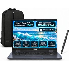 Asus Expertbook B3402FVA-C716512B0D-INTEL Core 7-150U 16GB 1tb 14" Fhd Windows 11 Pro Dizüstü Bilgisayar Kalem + Snertech Çanta
