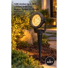Yenilig 1 Adet Power LED Bahçe Kazığı – 12W Amber Işık, 970 Lümen, IP64 Dış Mekan Spike CT-7304A
