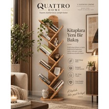 Quattro Home 10 Raflı Kahverengi Ceviz Desenli Çok Amaçlı Kitaplık Modern Tasarım ve Estetik