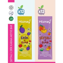 Mixmey Şeftali Erik Karma Meyve Barı 24 Adet | Sağlıklı Atıştırmalıklar – Vegan, Glutensiz (20GR X 24 ADET)