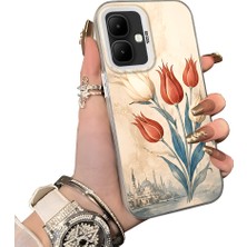 HONTINGA Infinix Smart 10 ile Uyumlu Kılıf Silikon Kenar Sert Arka Kamera Koruyucu Basitlik Anti Düşme Kamera Sevgili Çift Kılıf Lale Desen Couple Telefon Kılıfı K1-2490