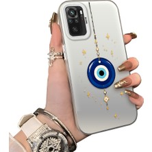 HONTINGA Xiaomi Redmi Note 10 4g ile Uyumlu Kılıf Silikon Kenar Sert Arka Kamera Koruyucu Basitlik Anti Düşme Kamera Sevgili Çift Kılıf Nazar Boncuğu Desen Couple Telefon Kılıfı K1-2491