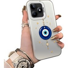 HONTINGA Realme C53 ile Uyumlu Kılıf Silikon Kenar Sert Arka Kamera Koruyucu Basitlik Anti Düşme Kamera Sevgili Çift Kılıf Nazar Boncuğu Desen Couple Telefon Kılıfı K1-2491
