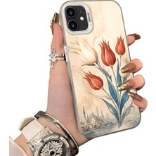 HONTINGA iPhone 12 Mini ile Uyumlu Kılıf Silikon Kenar Sert Arka Kamera Koruyucu Basitlik Anti Düşme Kamera Sevgili Çift Kılıf Lale Desen Couple Telefon Kılıfı K1-2490