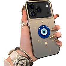 HONTINGA iPhone 18 Pro Max ile Uyumlu Kılıf Silikon Kenar Sert Arka Kamera Koruyucu Basitlik Anti Düşme Kamera Sevgili Çift Kılıf Nazar Boncuğu Desen Couple Telefon Kılıfı K1-2491