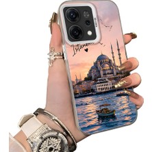 HONTINGA Oppo Reno 14 5g ile Uyumlu Kılıf Silikon Kenar Sert Arka Kamera Koruyucu Basitlik Anti Düşme Kamera Sevgili Çift Kılıf Istanbul Desen Couple Telefon Kılıfı K1-2492