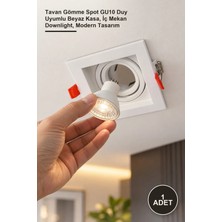 Yenilig 1 Adet CT-5230 Kare Spot Armatür – Tavan Gömme Spot GU10 Duy Uyumlu Beyaz Kasa, Iç Mekan Downlight, Modern Tasarım