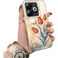 HONTINGA Infinix Smart 8 ile Uyumlu Kılıf Silikon Kenar Sert Arka Kamera Koruyucu Basitlik Anti Düşme Kamera Sevgili Çift Kılıf Lale Desen Couple Telefon Kılıfı K1-2490