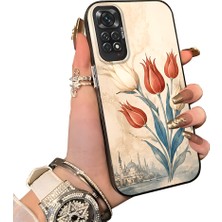 HONTINGA Xiaomi Redmi Note 11 ile Uyumlu Kılıf Silikon Kenar Sert Arka Kamera Koruyucu Basitlik Anti Düşme Kamera Sevgili Çift Kılıf Lale Desen Couple Telefon Kılıfı K1-2490